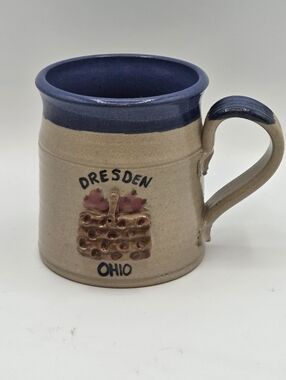 Vintage Stoneware Saxton Pottery Dresdon Basket Mug